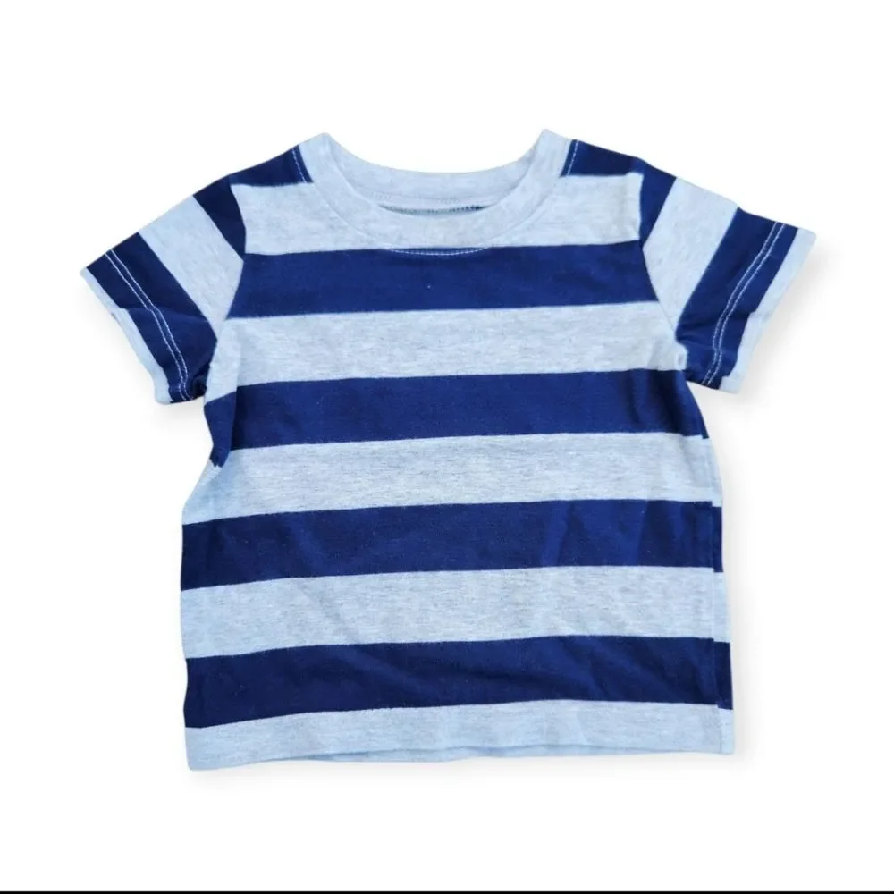 2-Piece Carter's Baby Red shortalls Overalls Striped T-Shirt Kids 12 Months